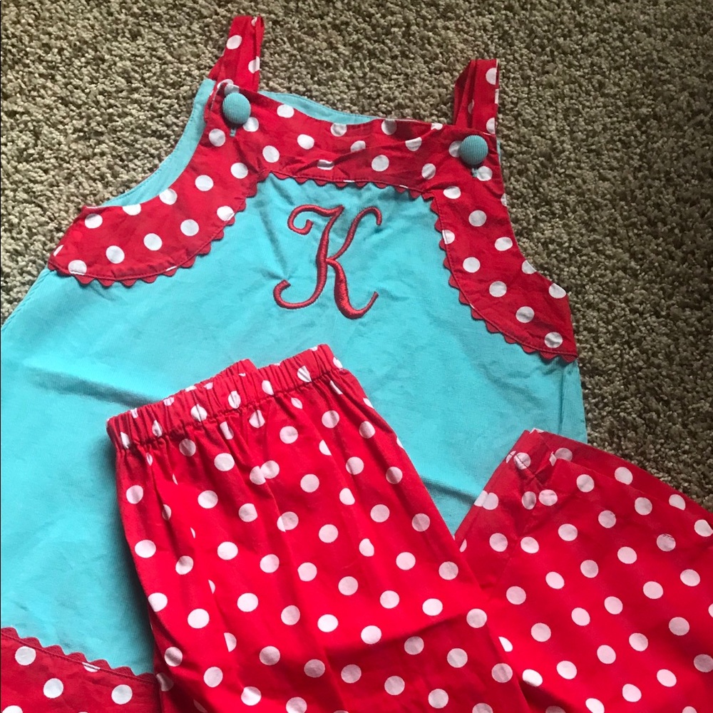 Girls Sz5 Monogrammed Outfit